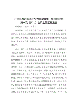 在全县整治形式主义为基层减负工作领导小组第一次（扩大）会议上的汇报发言.docx