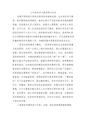 公司党纪学习教育研讨发言.docx