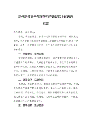 新任职领导干部在任前廉政谈话上的表态发言.docx