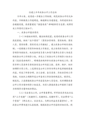 住建上半年政务公开工作总结.docx