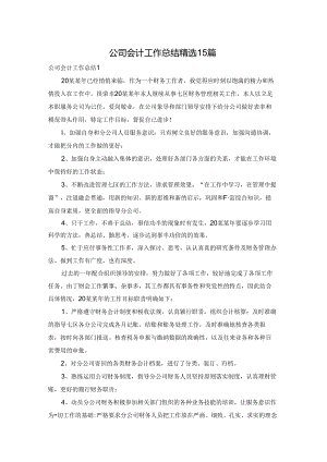 公司会计工作总结精选15篇.docx