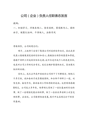 公司（企业）负责人任职表态发言.docx