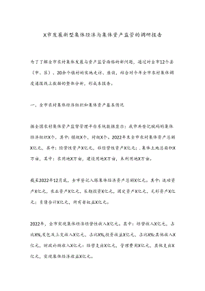 X市发展新型集体经济与集体资产监管的调研报告.docx