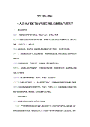 讲稿：六大纪律方面存在的问题及整改措施整改问题清单.docx