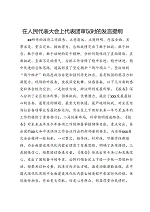 在人民代表大会上代表团审议时的发言提纲.docx