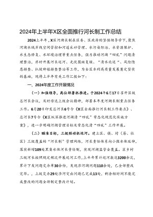 2024年上半年区全面推行河长制工作总结.docx