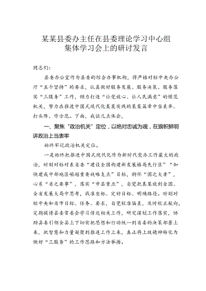 某某县委办主任在县委理论学习中心组集体学习会上的研讨发言.docx