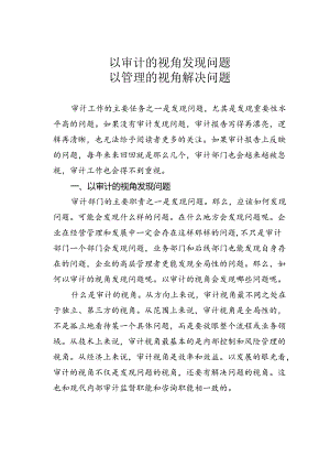 以审计的视角发现问题以管理的视角解决问题.docx