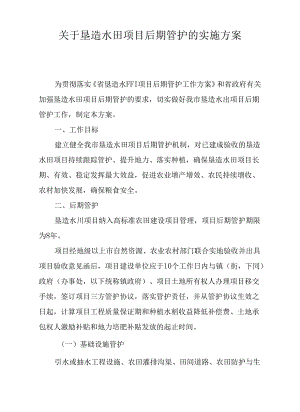 关于垦造水田项目后期管护的实施方案.docx