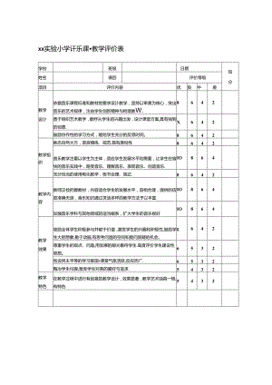 实验小学音乐体育美术课堂教学评价表(样表).docx