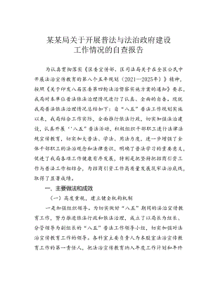 某某局关于开展普法与法治政府建设工作情况的自查报告.docx