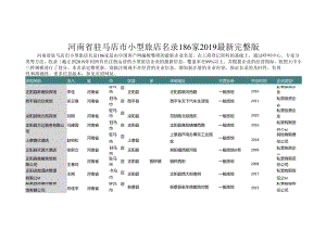 河南省驻马店市小型旅店名录2019版186家.docx