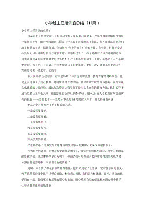 小学班主任培训的总结(15篇).docx