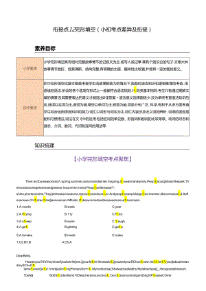 衔接点12 完形填空 （小初考点差异及衔接）.docx