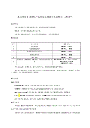 重庆市行车记录仪产品质量监督抽查实施细则（2024年版）.docx