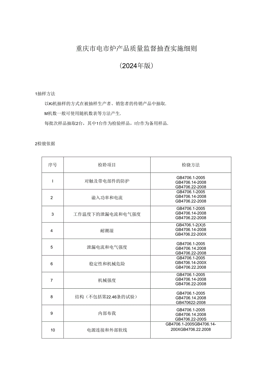 重庆市电陶炉产品质量监督抽查实施细则（2024年版）.docx_第1页