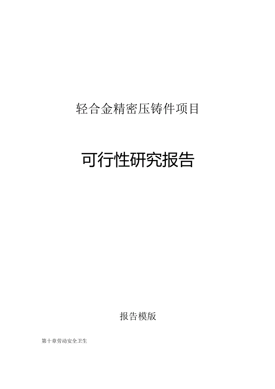 轻合金精密压铸件项目可行性研究报告申请报告.docx_第1页