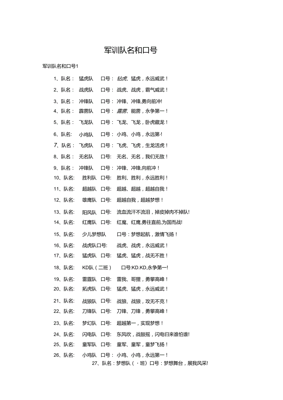 军训队名和口号.docx_第1页