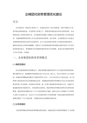 企业集团化财务管理优化建议.docx