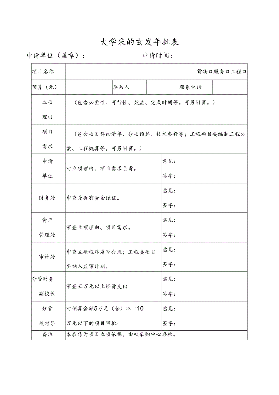 大学采购立项审批表.docx_第1页