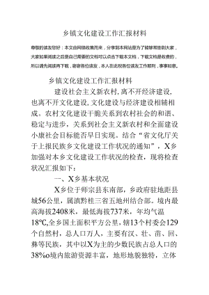 乡镇文化建设工作汇报材料.docx