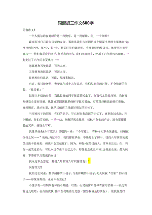 同窗初三作文600字.docx