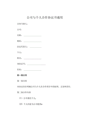 公司与个人合作协议书通用 (4).docx