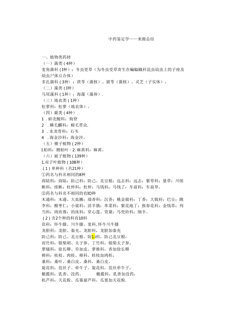 中药鉴定学 科属分类.docx_第1页