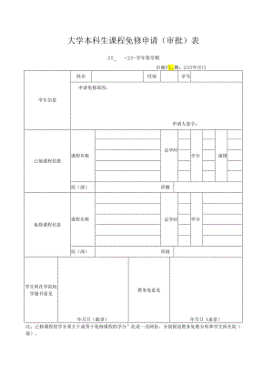 大学本科生课程免修申请（审批）表.docx