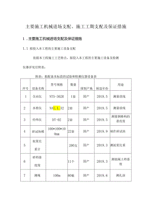 主要施工机械进场计划施工工期计划及保证措施.docx