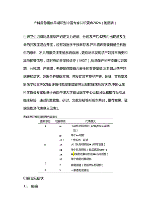 产科危急重症早期识别中国专家共识要点2024（附图表）.docx