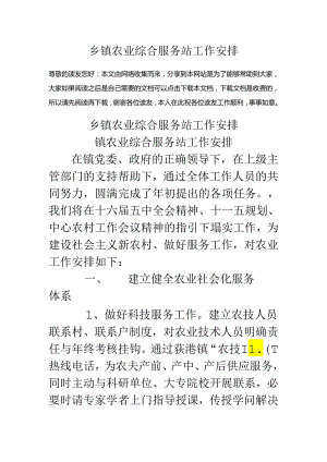 乡镇农业综合服务站工作计划.docx