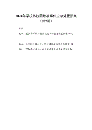 2024年学校防校园欺凌事件应急处置预案7篇供参考.docx