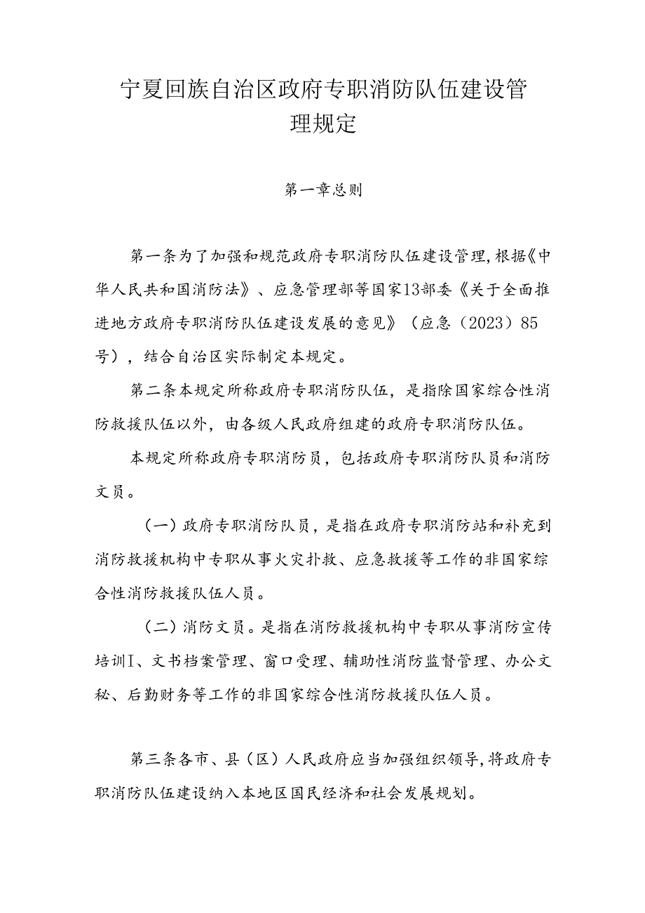 宁夏回族自治区政府专职消防队伍建设管理规定.docx_第1页