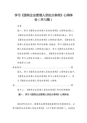 学习《国有企业管理人员处分条例》心得体会（共12篇选择）.docx