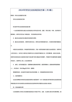 2024年学生社会实践活动方案（共3篇）.docx