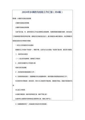 2024年乡镇防汛抢险工作汇报（共4篇）.docx