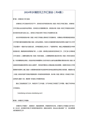 2024年乡镇防汛工作汇报会（共4篇）.docx