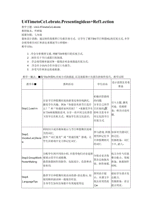 Unit 4 Time to CelebratePresenting ideas Reflection教学设计外研版2024七上.docx