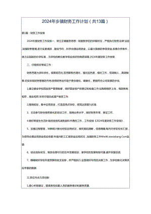 2024年乡镇财务工作计划（共13篇）.docx