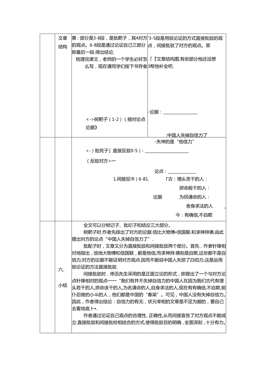 《中国人失掉自信力了吗》的论证方式教案.docx_第2页