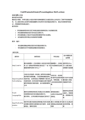 Unit 5 Fantastic friendPresenting ideas Reflection 教学设计外研版2024七上.docx