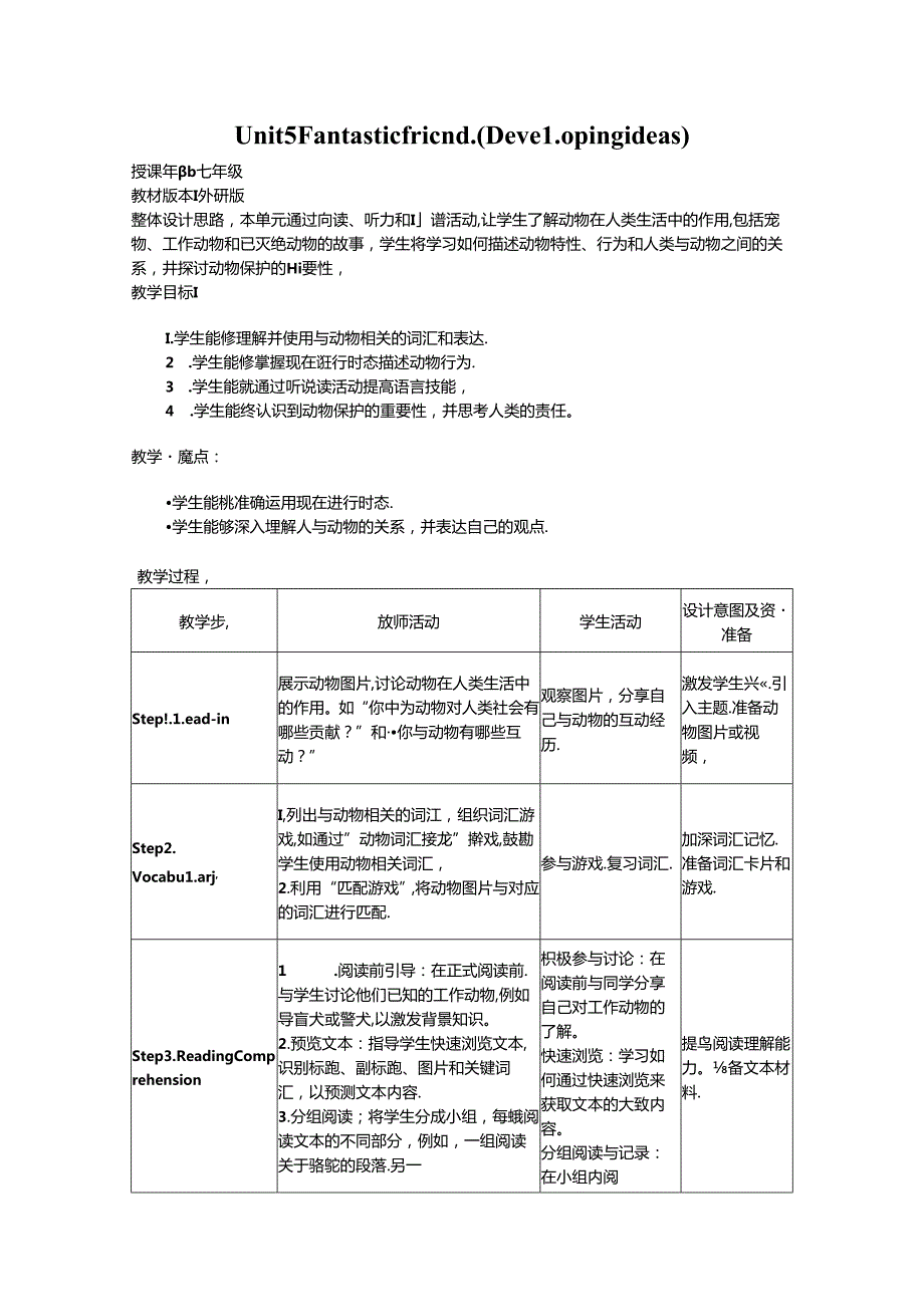 Unit 5 Fantastic friendDeveloping ideas 教学设计外研版2024七上.docx_第1页