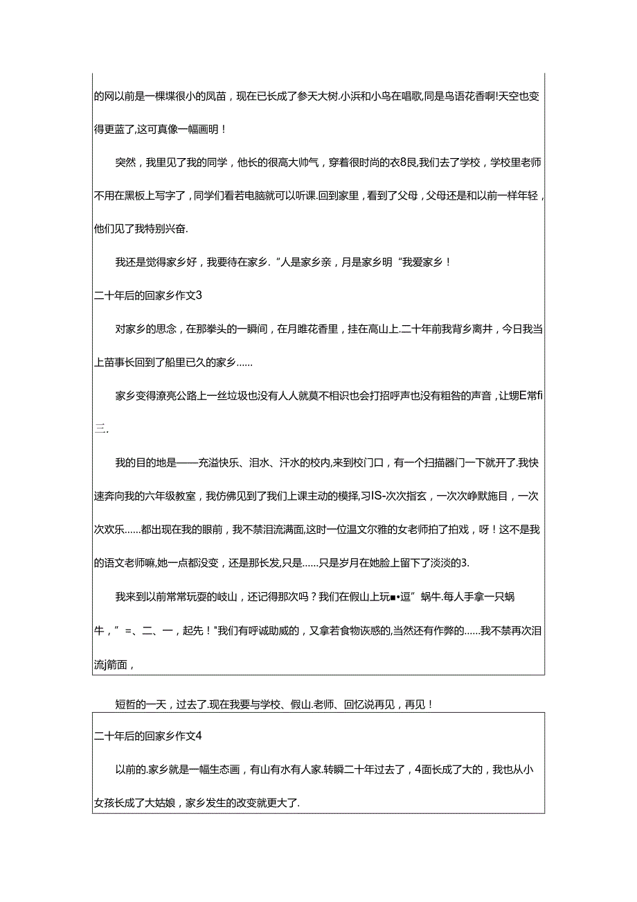 2024年二十年后的回家乡作文8篇.docx_第2页