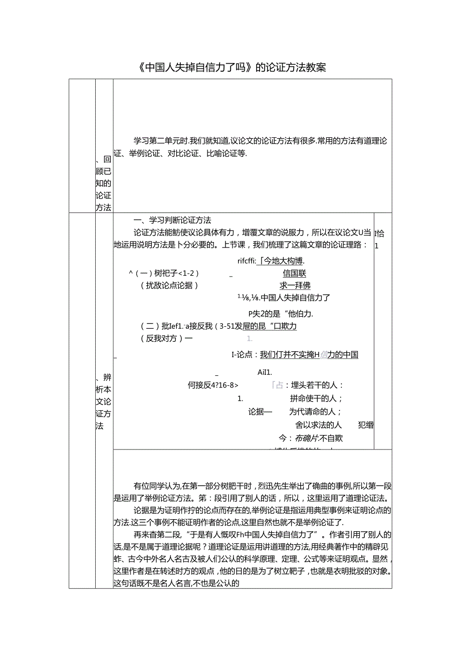 《中国人失掉自信力了吗》的论证方法教案.docx_第1页