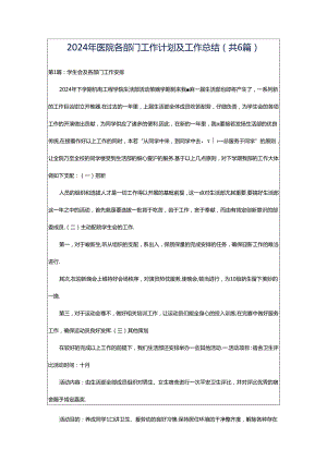 2024年医院各部门工作计划及工作总结（共6篇）.docx