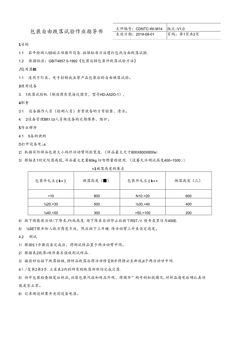 CDNTC-WI-M14 包装自由跌落试验作业指导书 V1.0.docx_第3页