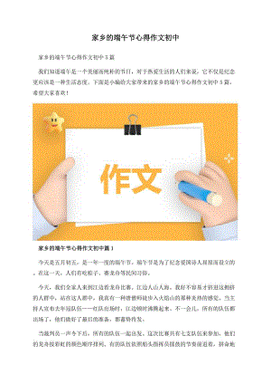 家乡的端午节心得作文初中.docx