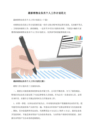 最新销售业务员个人工作计划范文.docx