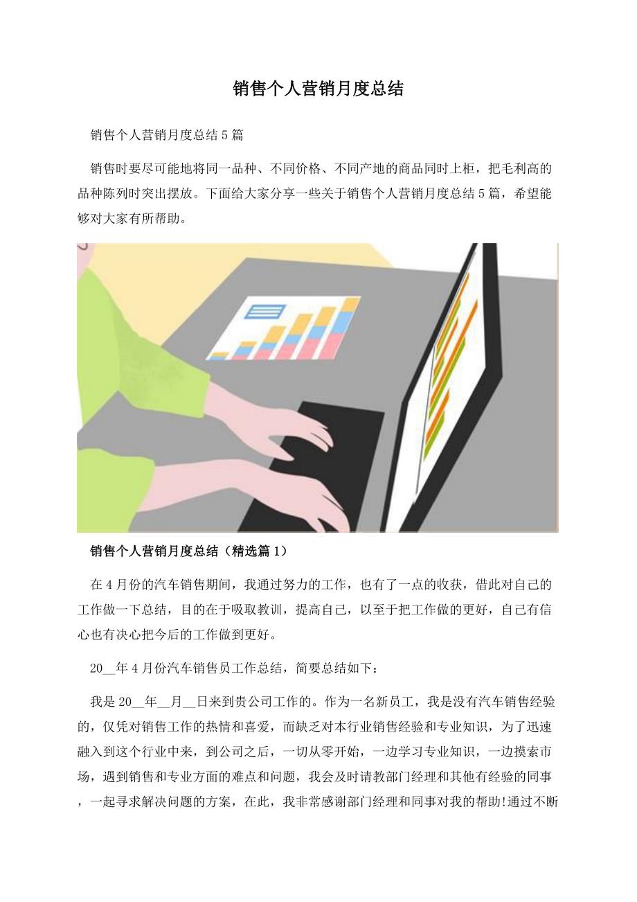 销售个人营销月度总结.docx_第1页